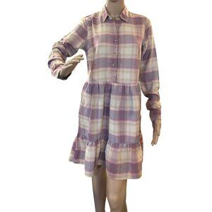 TOAD‎ & CO RE-FORM TIERED DRESS DAWN PURPLE BEIGE SIZE EXTRA SMALL